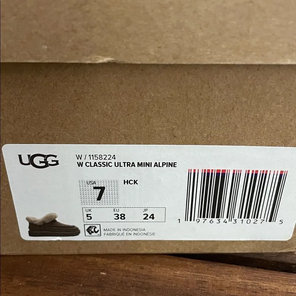 UGG Classic Ultra Mini Alpine Booties Hickory USA Women Size 7/UK 5/EU 38